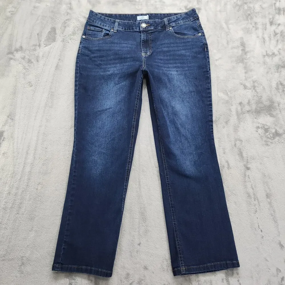 Maurices M Jeans Womens 16W SHORT Blue Classic Mid Rise Slim Boot Cut Stretch